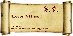 Wieser Vilmos névjegykártya
